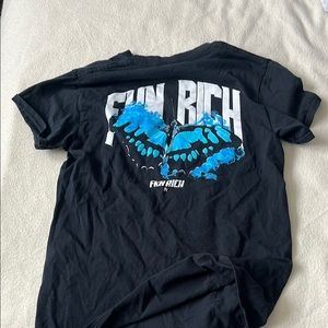 Black T-Shirt with Blue Butterfly Design